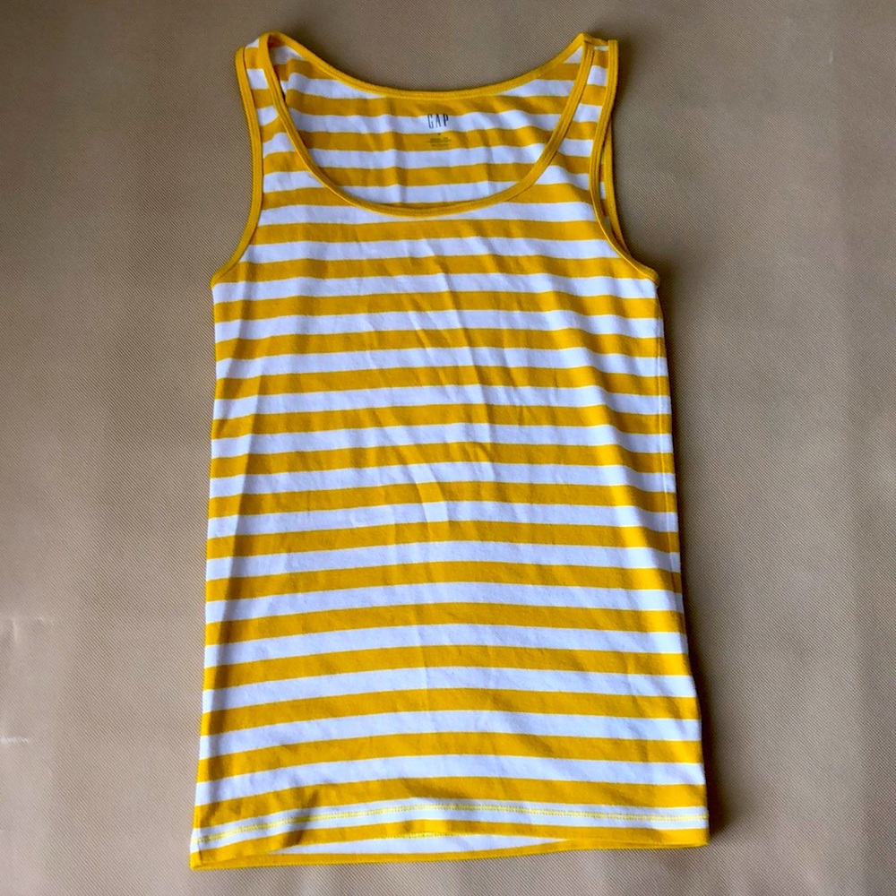 Yellow and white striped tank top